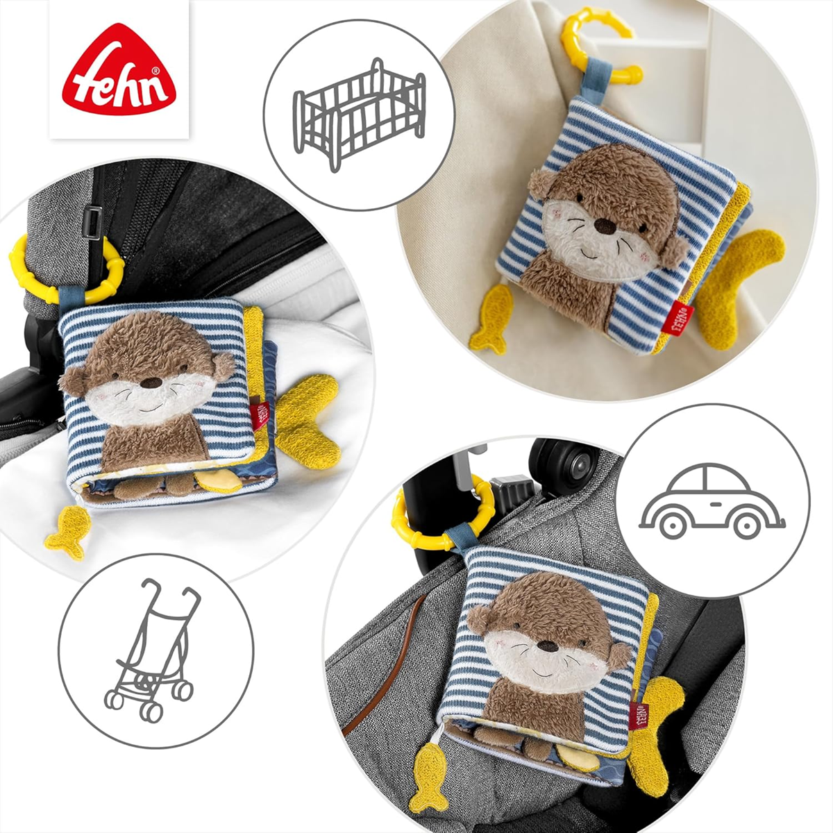 FEHN Lontra Theo livrinho sensorial com espelho PENDENTE 11 x 11 cm