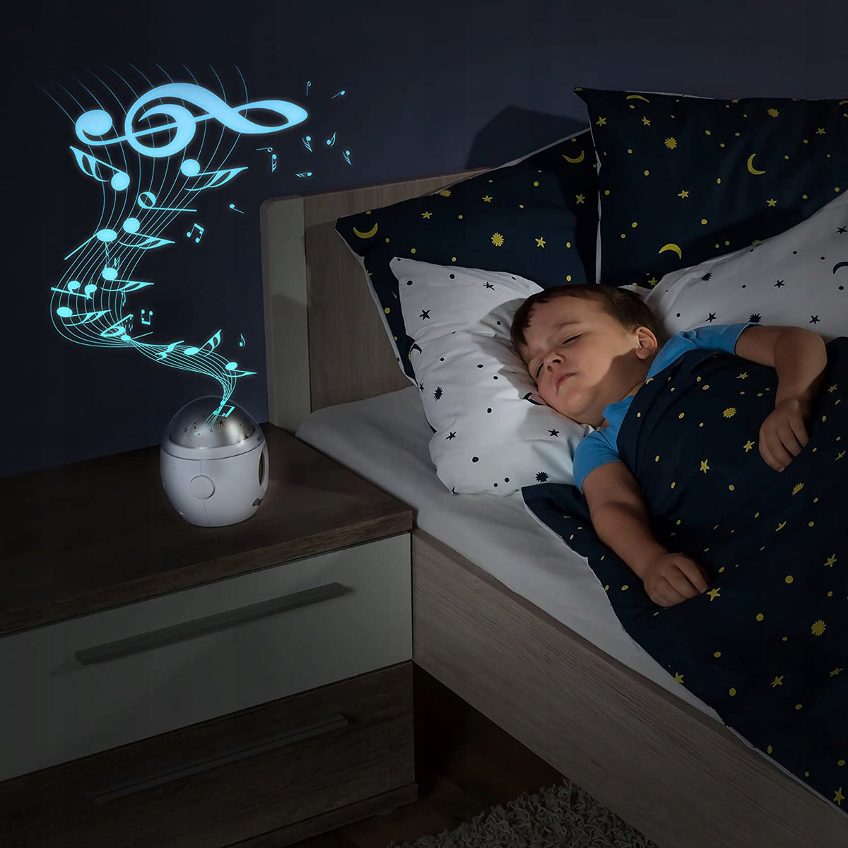 REER My Magic Starlight projektor pozytywka lampka z projekcją gwiazd, uspokajająca lampka nocna do pokoju dziecka