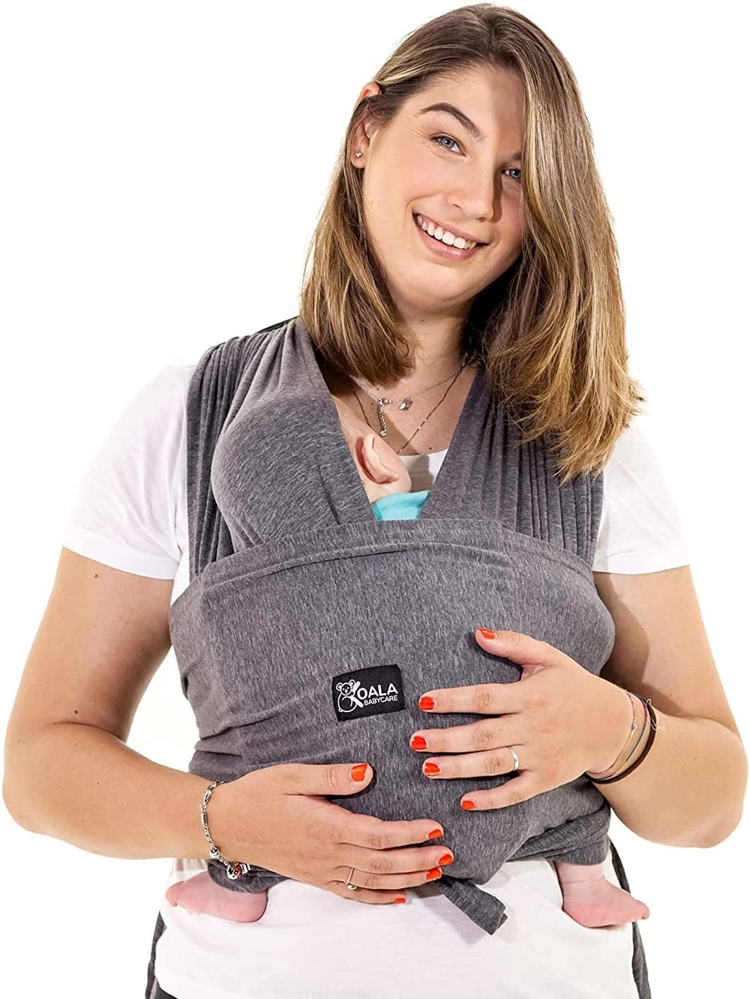 KOALA BABYCARE chusta do noszenia dziecka 2w1, szare nosidełko dla noworodka