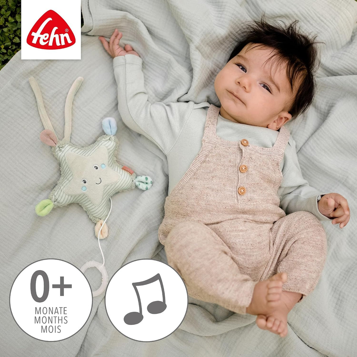 FEHN suspension avec boîte à musique « Sais-tu combien il y a d’étoiles ? » ÉTOILE 20 cm