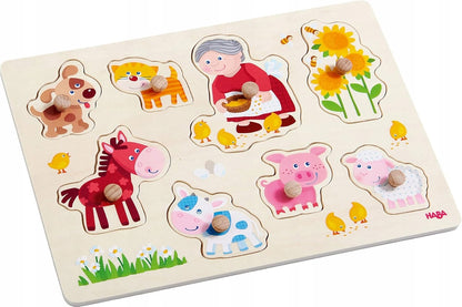 HABA puzzle en bois à encastrer 8 pièces 21 x 30 cm BABIA ET SES ANIMAUX