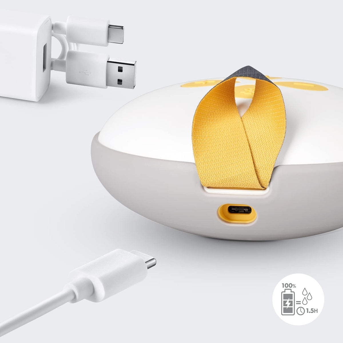 MEDELA SOLO laktator elektryczny 2-fazowy USB z kablem USB, akumulatorem i uchwytem do ładowania