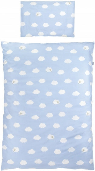 ROBA komplet pościeli 2częściowy 100x135 / 40x60, dziecięca pościel w chmurki, bawełniana, szara