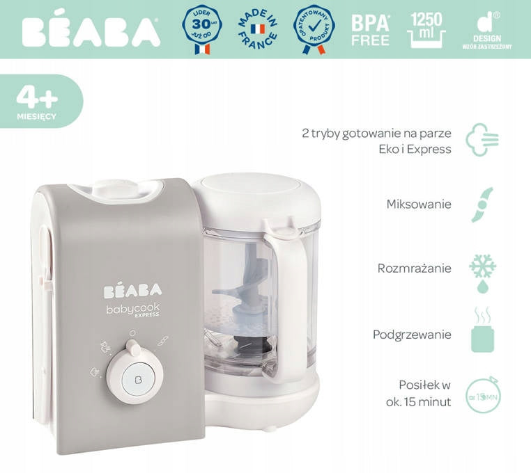 BEABA Babycook Express 4en1 cuiseur vapeur, mixeur, décongélateur, chauffe-biberon