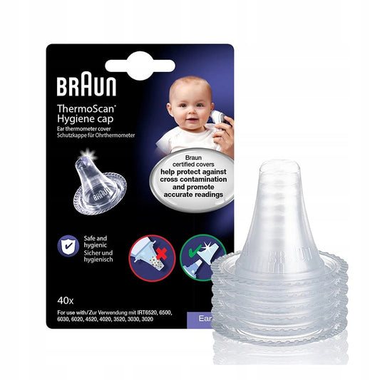 BRAUN LF20 nakładki ochronne do termometru dousznego Thermoscan 20 sztuk, higieniczne jednorazowe osłonki Braun