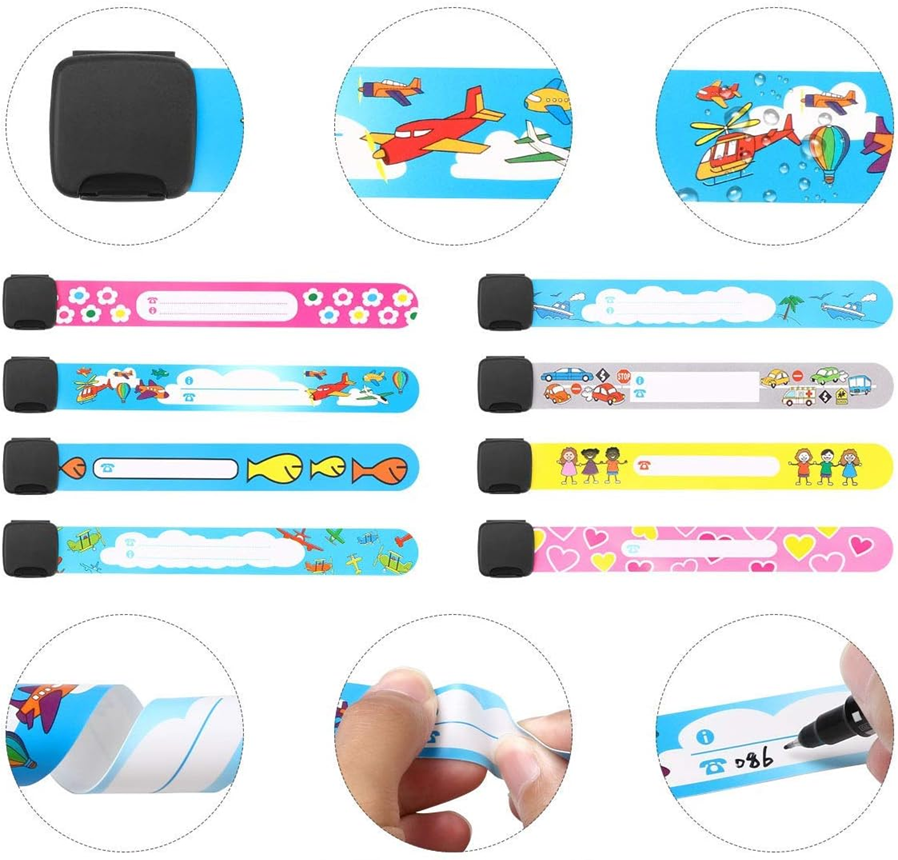 VICLOON bracelets SOS étanches pour enfants 8 pièces + marqueur