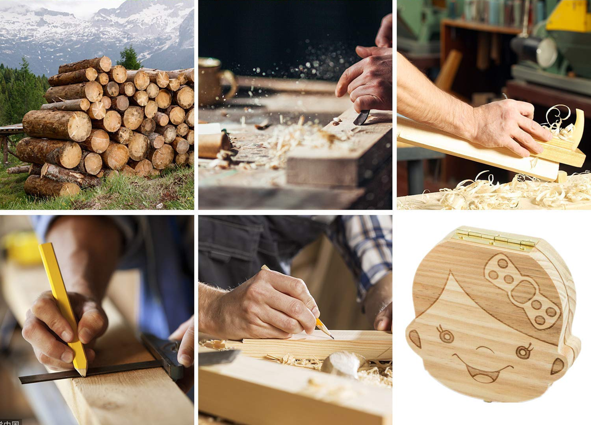 LOVE BABY boîte en bois pour conserver les dents de lait LANGUE ITALIENNE