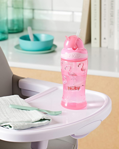 NUBY Flip-it Cup gobelet anti-fuite avec paille 12 m+ 360 ml