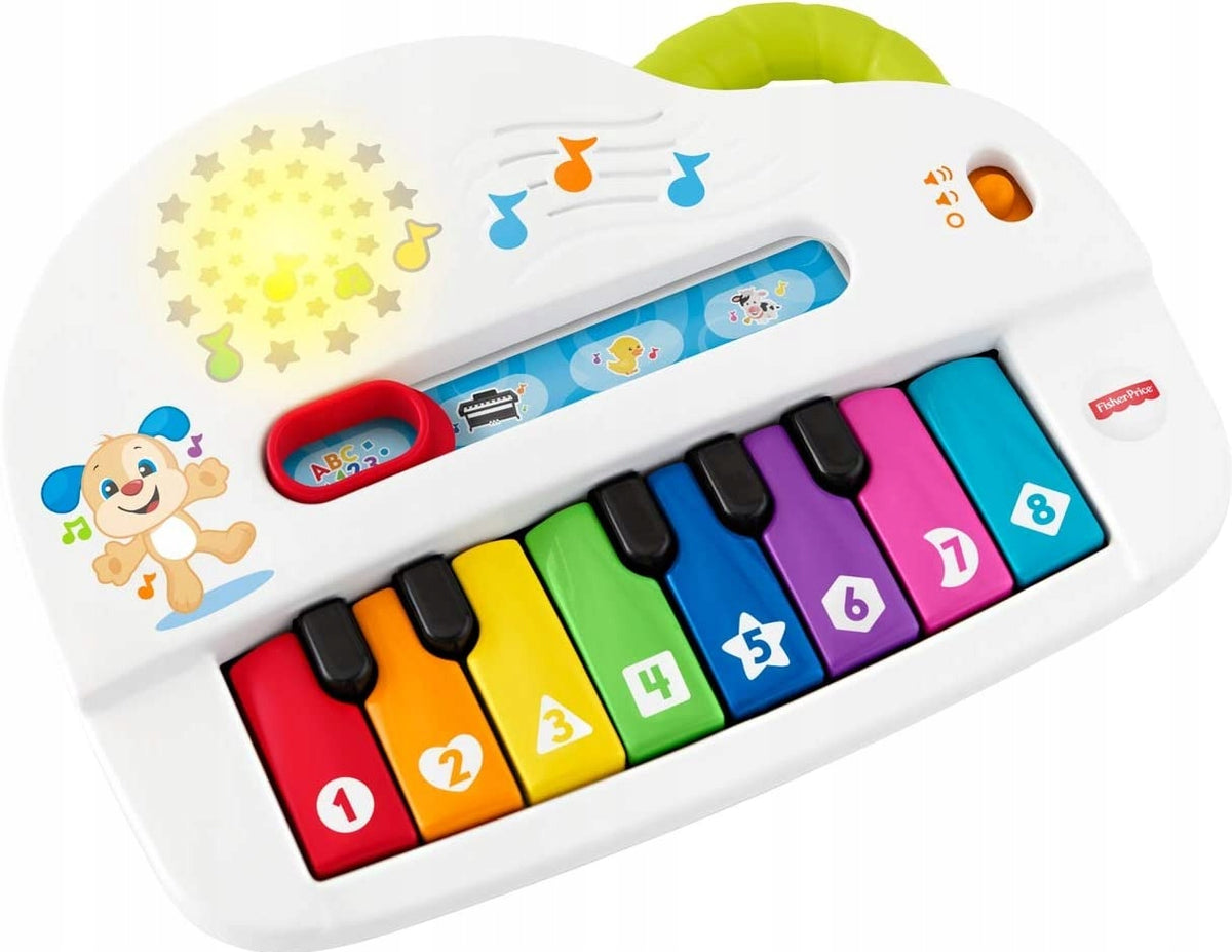 FISHER-PRICE GFK03 pianino 4w1 wersja niemiecka, interaktywne pianinko dla niemowląt, kolorowe klawisze