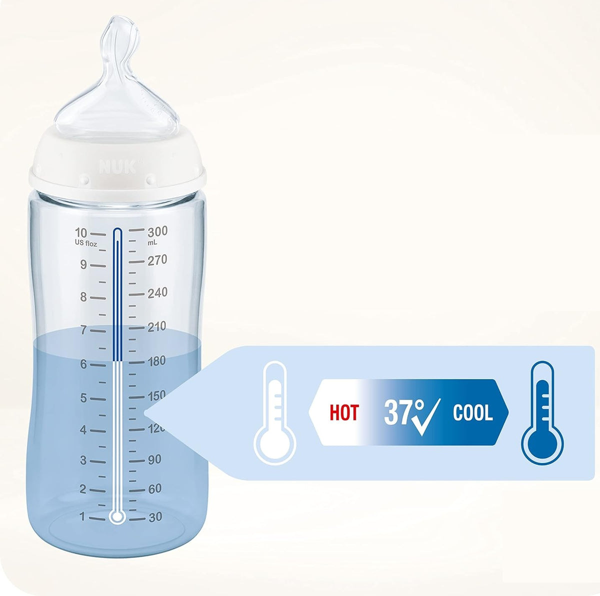 NUK First Choice+ biberon 300 ml tétine M débit moyen 0-6 m CŒURS