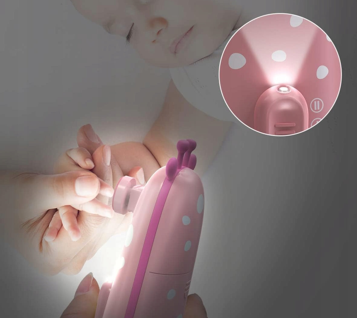 MEGAINVO elektryczny pilnik do paznokci lampka LED 10 końcówek, różowy pilnik do manicure dla dzieci