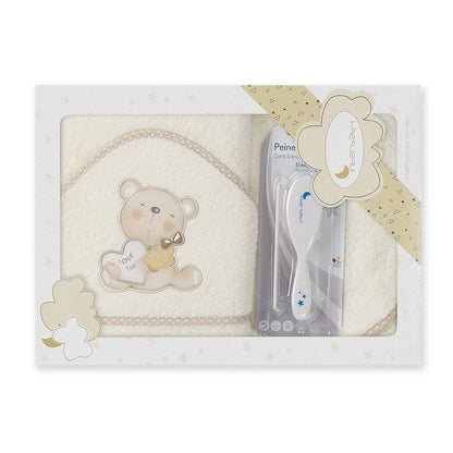Interbaby Love You serviette à capuche crème 100x100 cm