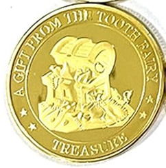 BRADOC Zahnfee vergoldete Metallmünze für unter das Kissen 4 cm SCHATZ