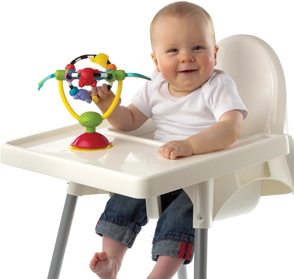 PLAYGRO zabawka z grzechotką i przyssawką do krzesesełka stolika 19,5 cm, kolorowa zabawka dla dziecka 6 m+