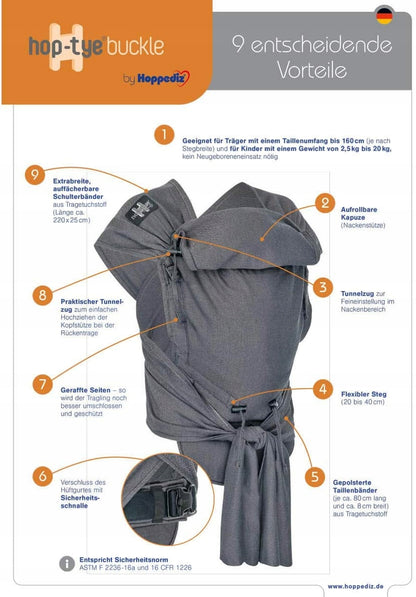 HOPPEDIZ hop-tye nosidełko ergonomiczne 0-30 msc – zdjęcie produktu 6