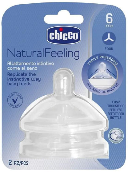 CHICCO smoczek do butelki NaturalFeeling 6m+ silikonowy smoczek do kaszki, biały, BPA/BPS free