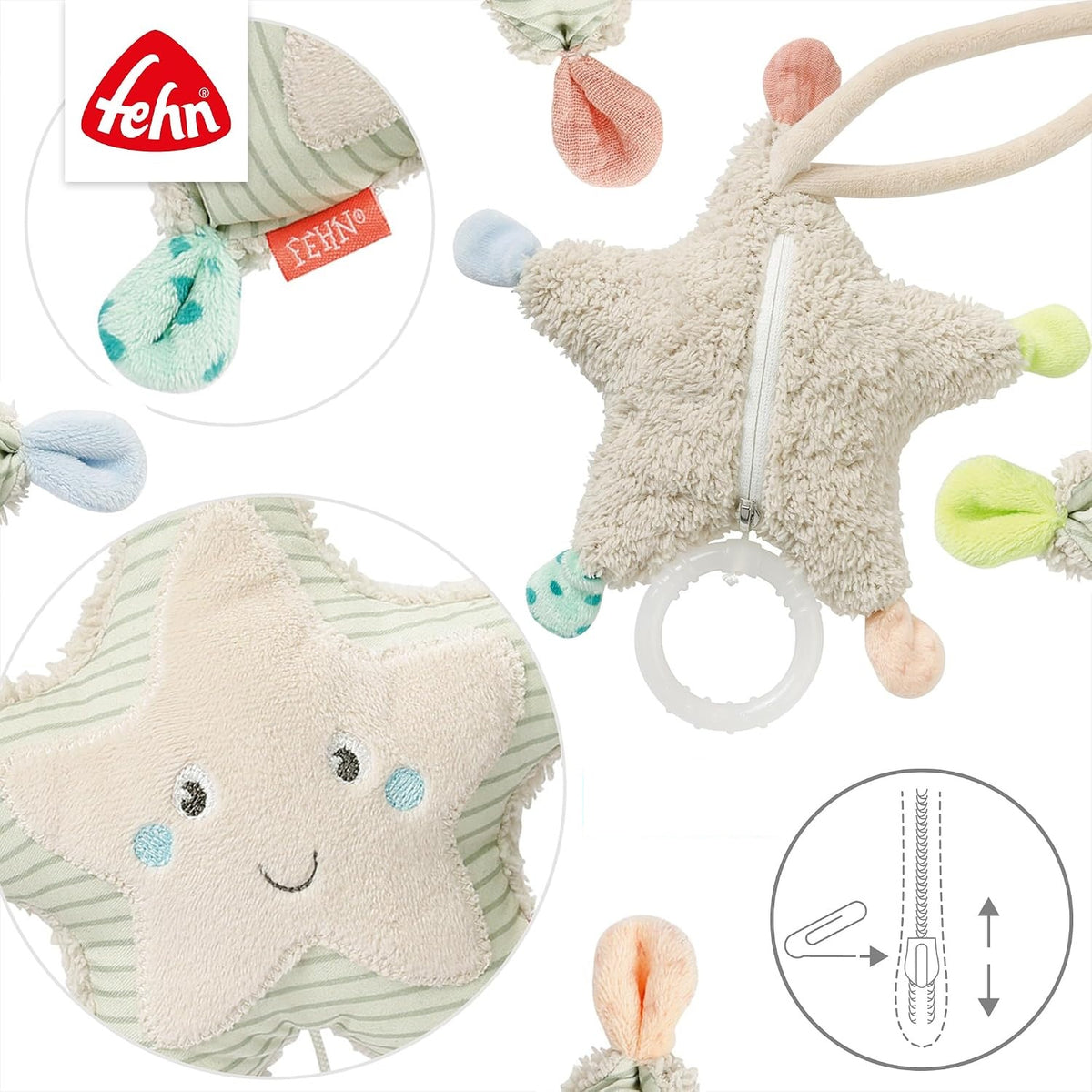 FEHN suspension avec boîte à musique « Sais-tu combien il y a d’étoiles ? » ÉTOILE 20 cm