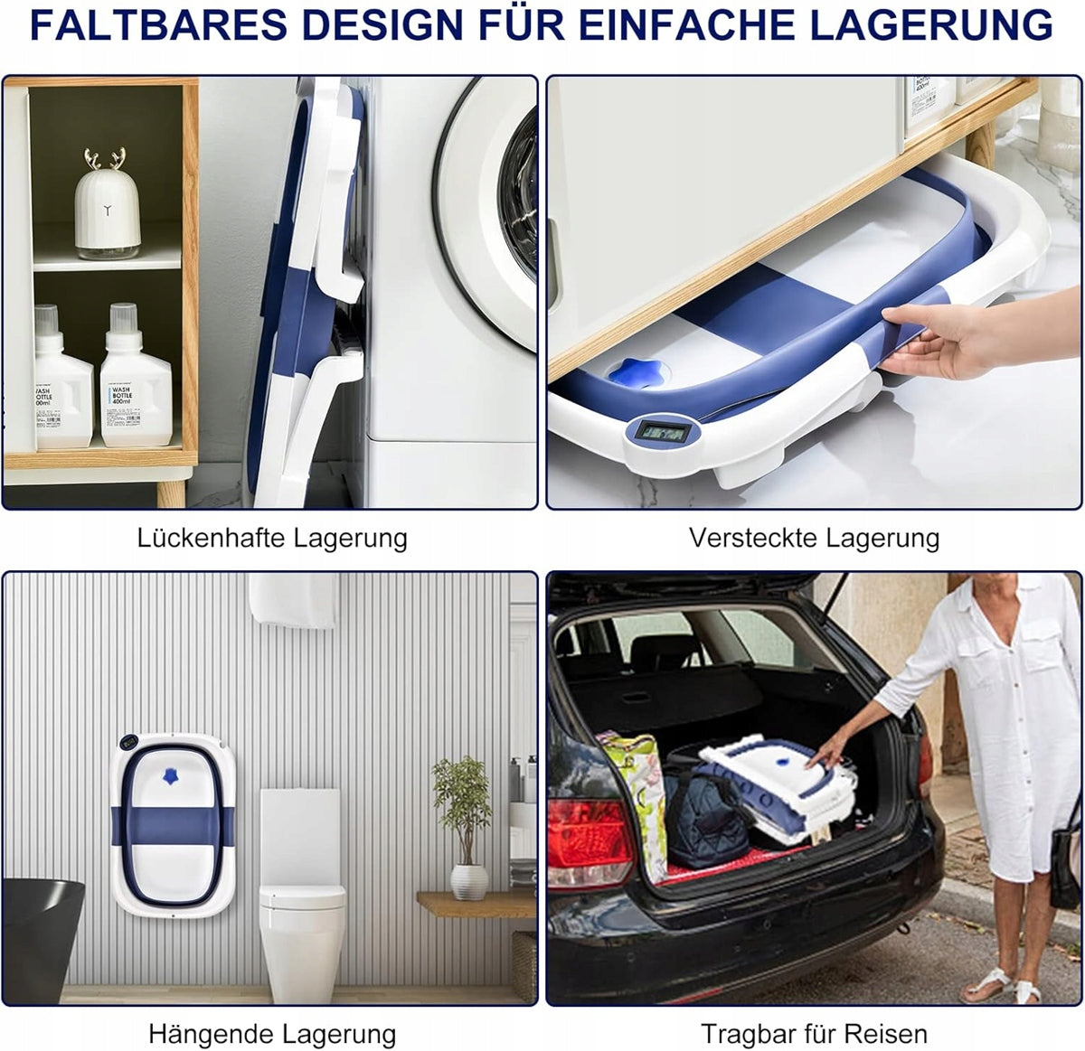 GLENMORE baignoire pliante avec vidange et thermomètre