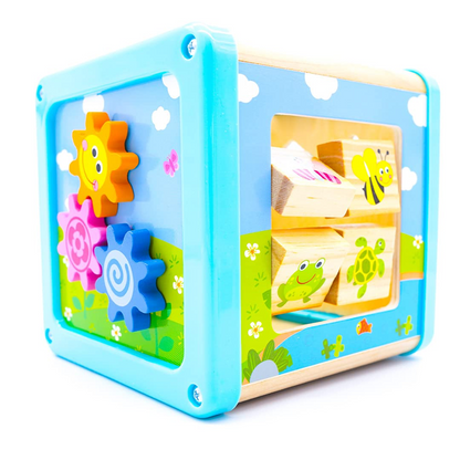 LOTTI & WILL Play Cube drewniana kostka wielofunkcyjna do zabawy 18 m+