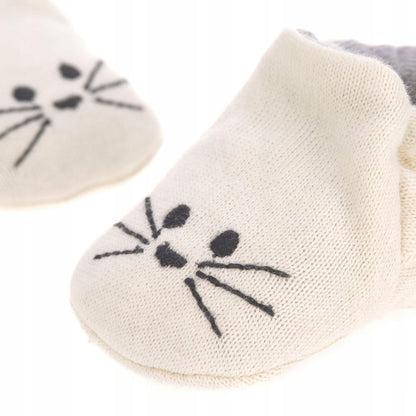 LASSIG Litle Chums Cat BUTY DLA NIEMOWLĄT z bawełny organicznej + worek beżowe z motywem kota