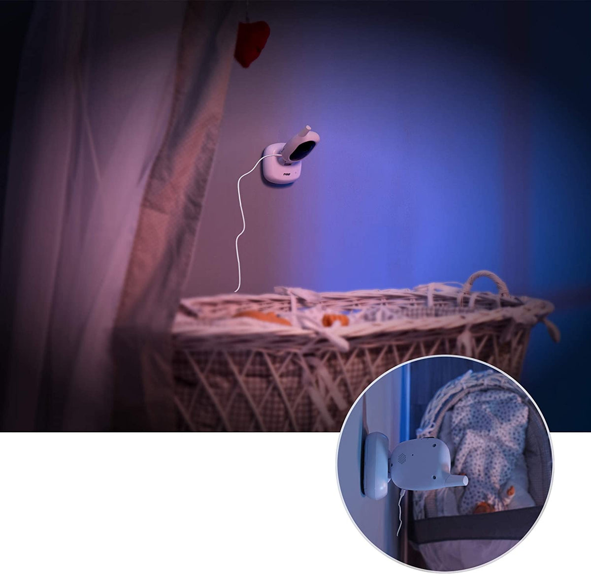 REER BabyCam niania elektroniczna 2,4" TFT, biały monitor do obserwacji dziecka w pokoju