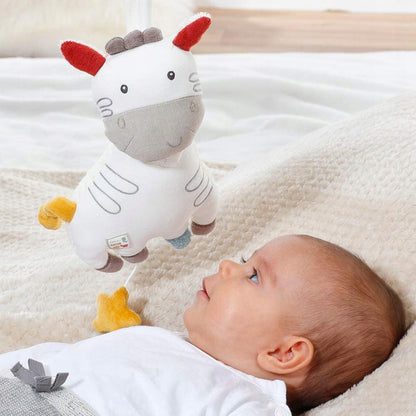 FEHN NATURE zebra di peluche con carillon in cotone biologico