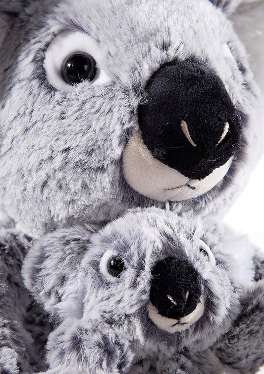 HEUNEC Misanimo MIŚ KOALA z dzieckiem 27 cm, szary pluszowy miś koala z dzieckiem, bezpieczny dla dzieci 0+
