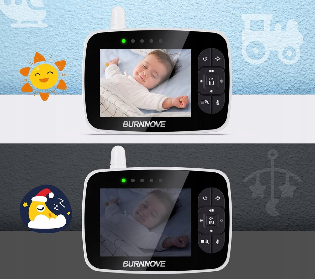 BURNNOVE SM35PTZ zdalnie sterowana niania elektroniczna 3,5" z kamerą i ekranem LCD