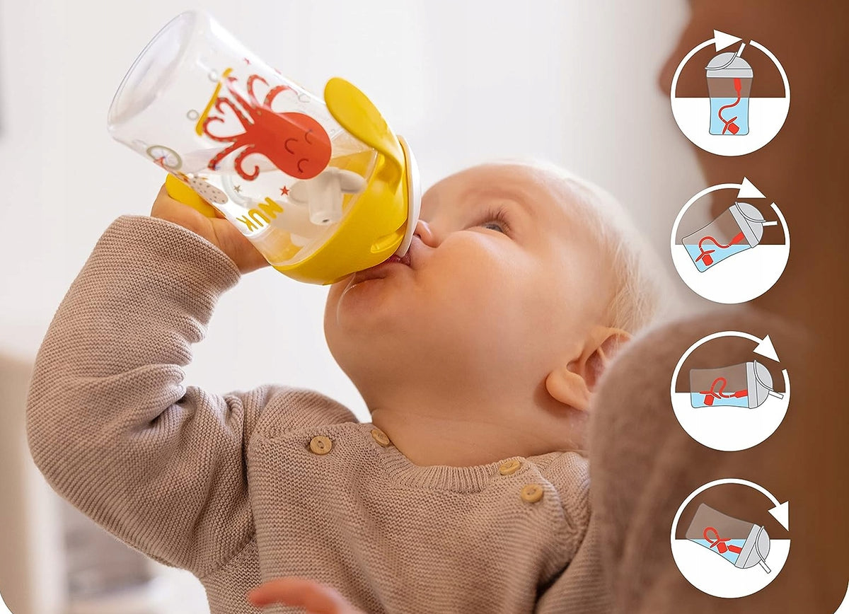 NUK Motion Cup NIEKAPEK z elastyczną słomką 8 m+ zielony kubek niekapek 230 ml dla dziecka