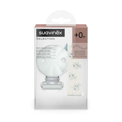 Suavinex zawieszka materiałowa do smoczka Poetry, niebieski klips do smoczka Suavinex Selection +0m