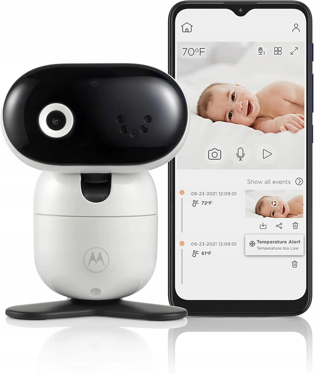 MOTOROLA PIP1010 Connect zdalnie sterowana kamera niania elektroniczna HD, monitor dziecka Wi-Fi z aplikacją i czujnikiem temperatury