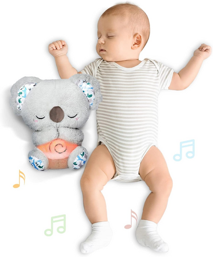 AUBY ours KOALA endormi avec ventre mobile, berceuses, lumière 25 cm
