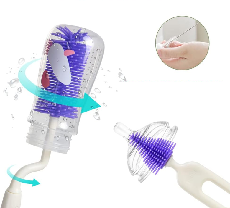 VICLOON 3 en 1 brosses en silicone pour nettoyer les biberons, tétines et pailles 32cm