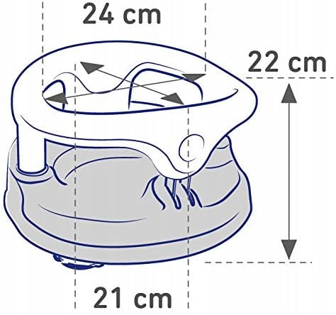 ROTHO Babydesign krzesełko do kąpieli 13kg, biało-szary fotelik kąpielowy z wymiarami 24 x 22 x 21 cm