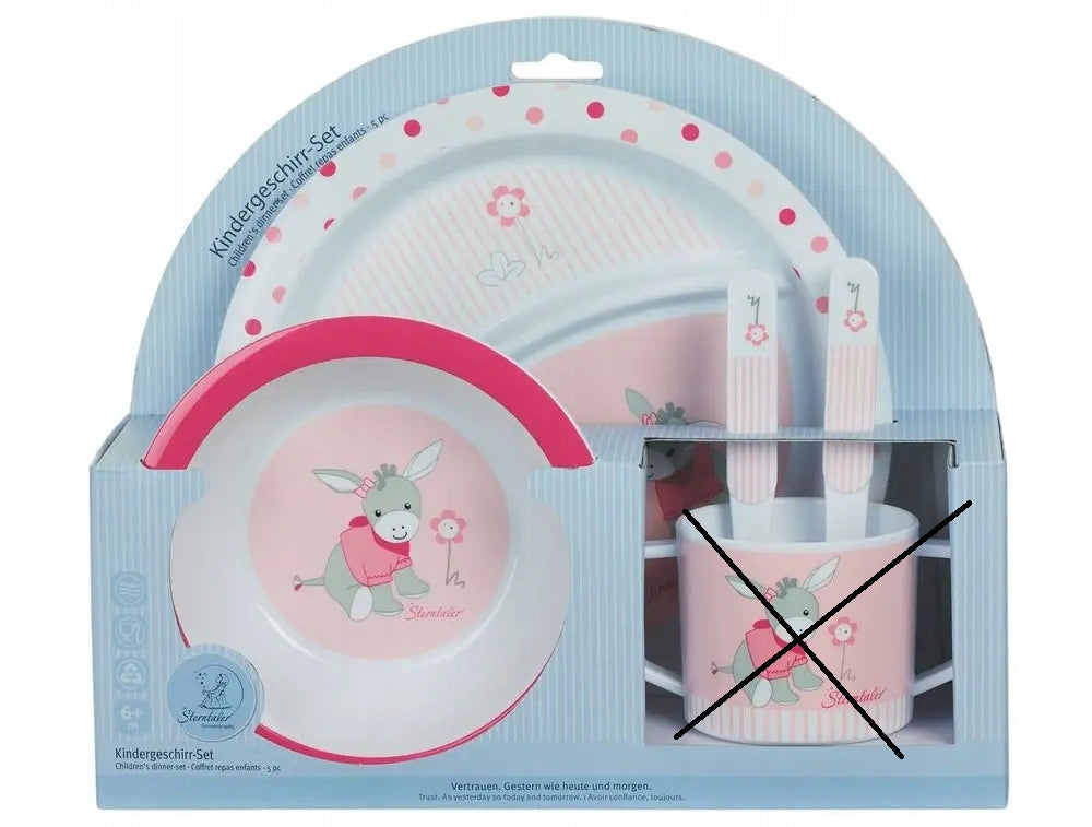 STERNTALER set de veselă: farfurioară, bol, linguriță și furculiță, 4 piese. „O