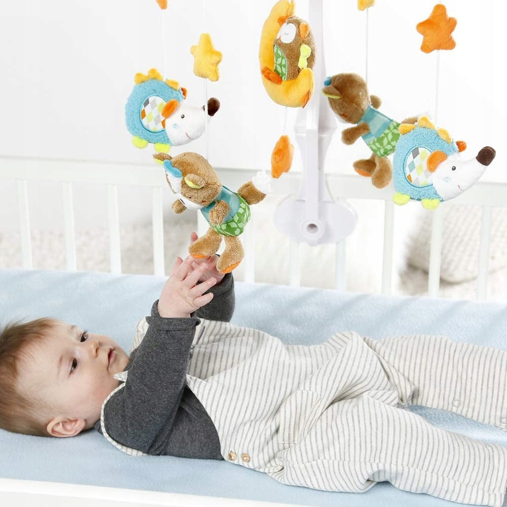FEHN Śpiący Las KARUZELA do łóżeczka, kolorowa karuzela z leśnymi zawieszkami dla niemowląt 0-5 m