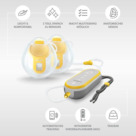 MEDELA Freestyle Flex podwójny LAKTATOR hands-free, lekki, przenośny, z wbudowanym akumulatorem i 3 częściami