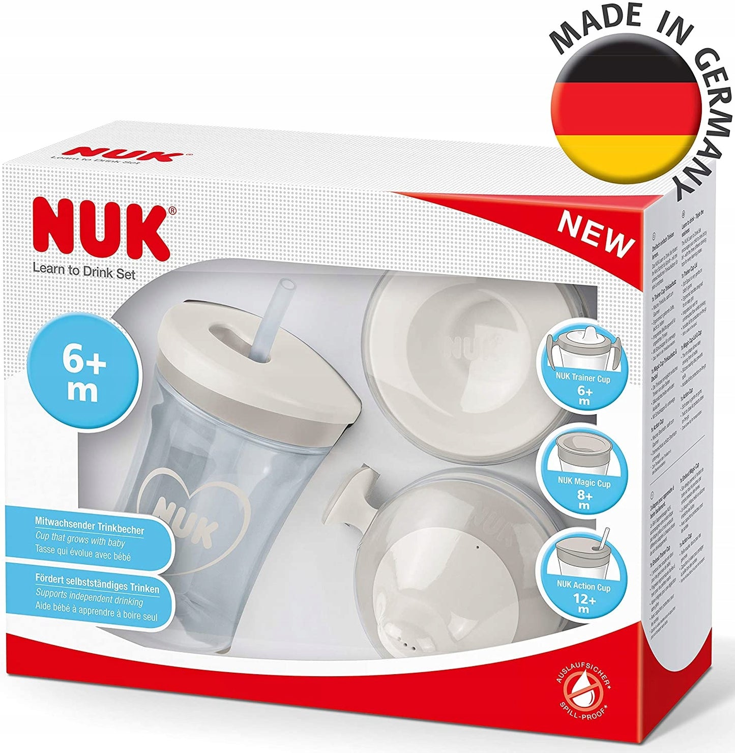 NUK ivástanuló készlet, pohár + 3 itatófej