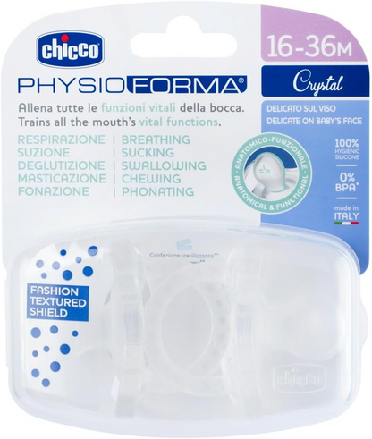 CHICCO PhysioForma Crystal smoczek x2 16-36m LUXE