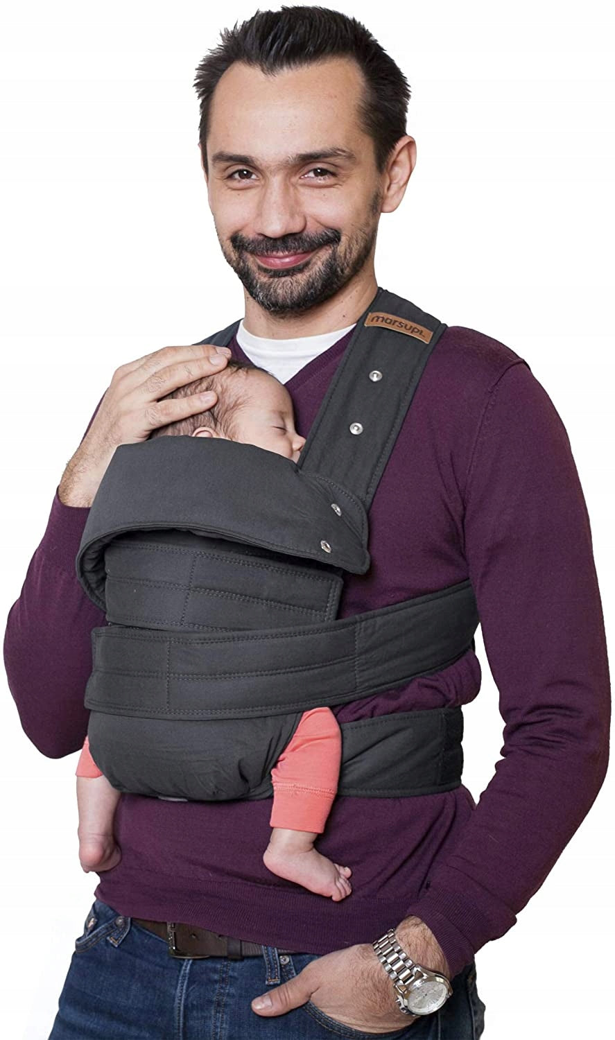 MARSUPI 2.0 nosidełko ergonomiczne L 3,5 - 15 kg, szare, dla niemowląt w pozycji M