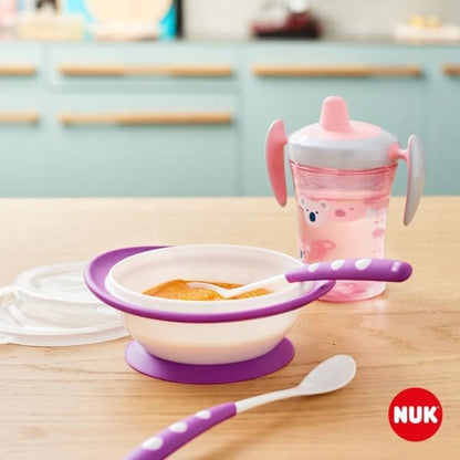 NUK zestaw do nauki jedzenia 6 m+ kubek niekapek miska 2 łyżeczki
