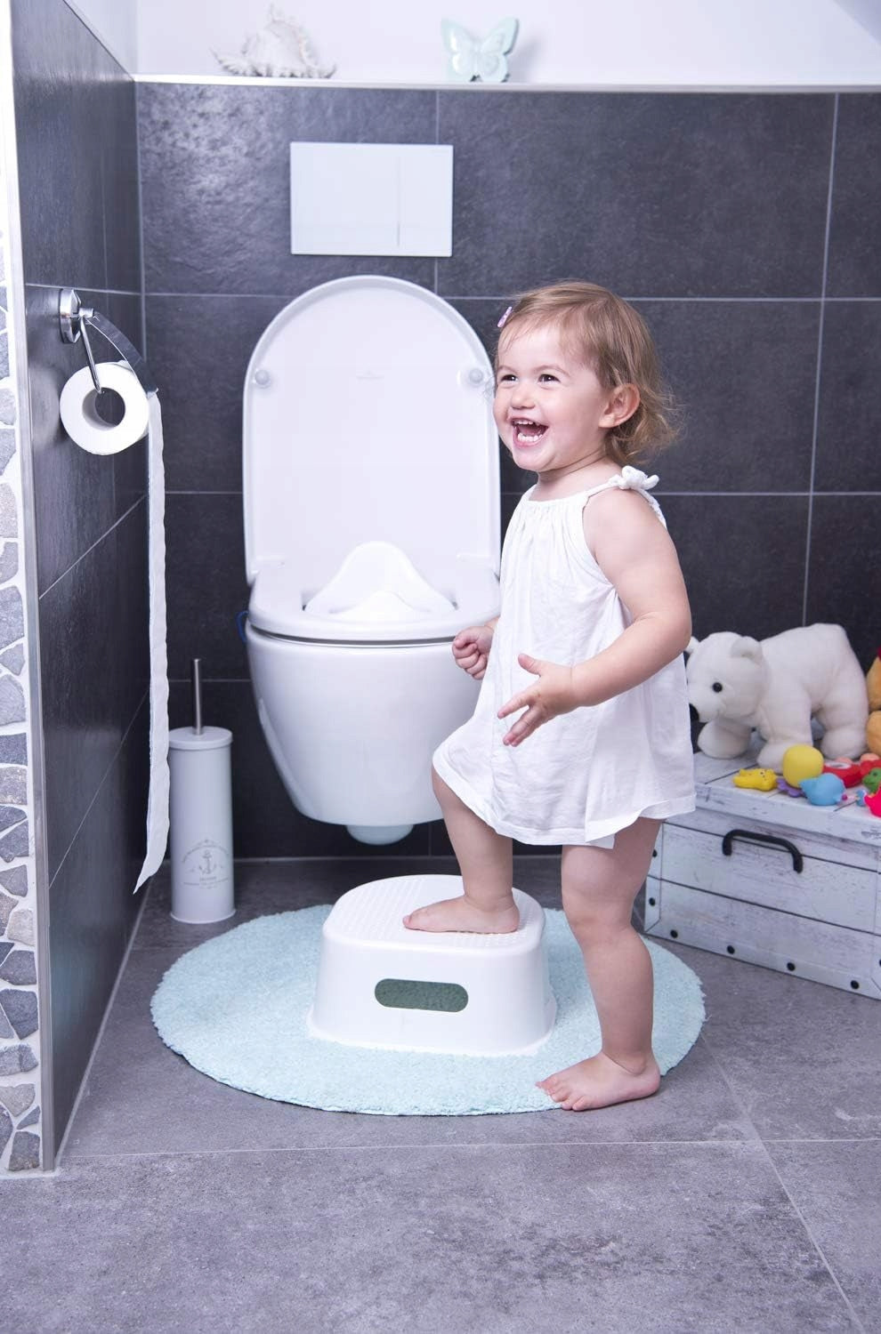 ROTHO Bella Bambina nakładka na sedes 24 m+ SŁONIE, biała, dla dzieci, anatomiczna nakładka do toalety