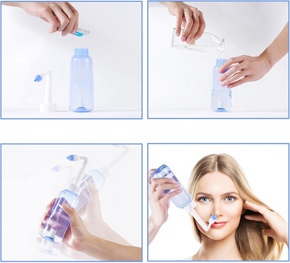 URAQT Neti Pot irrigateur nasal pour enfants et adultes 2 embouts 300 ml