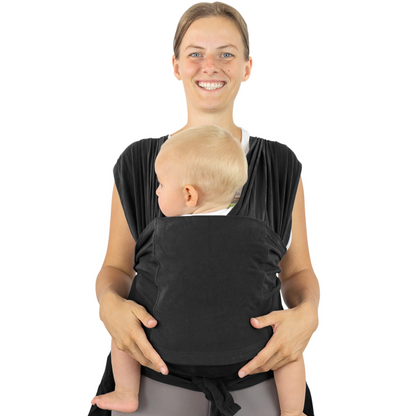 MAMMACITA chusta do noszenia dziecka 2w1, czarne nosidełko dla noworodka, bez wiązania, do 10 kg