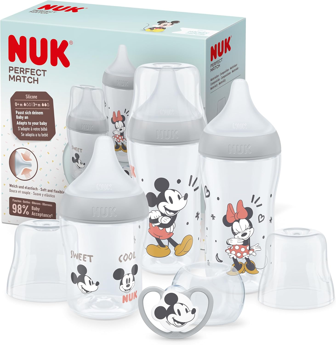 NUK Perfect Match set de démarrage biberons + tétine Mickey Mouse