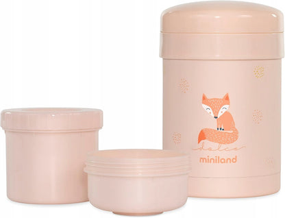 MINILAND Thermeticthermos + 2 containerscase not includedcolour pinkcapacity 700 ml thermos, 200 and 350 ml