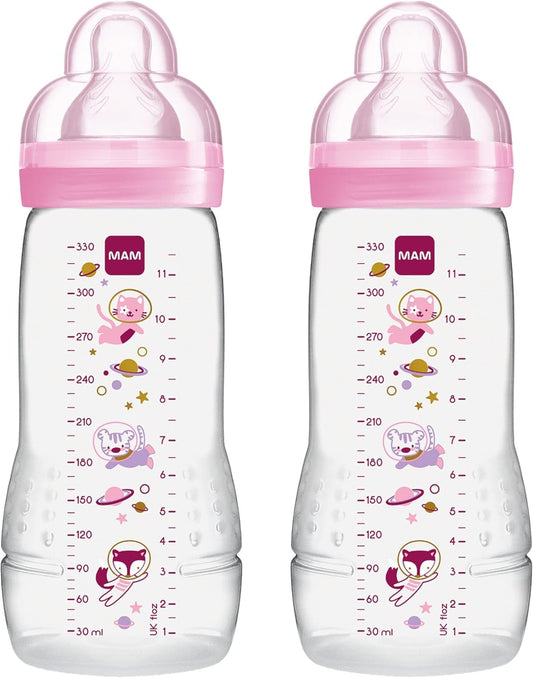 MAM Easy Active zestaw butelek 330 ml 4 m+ smoczek 2 KOSMOS