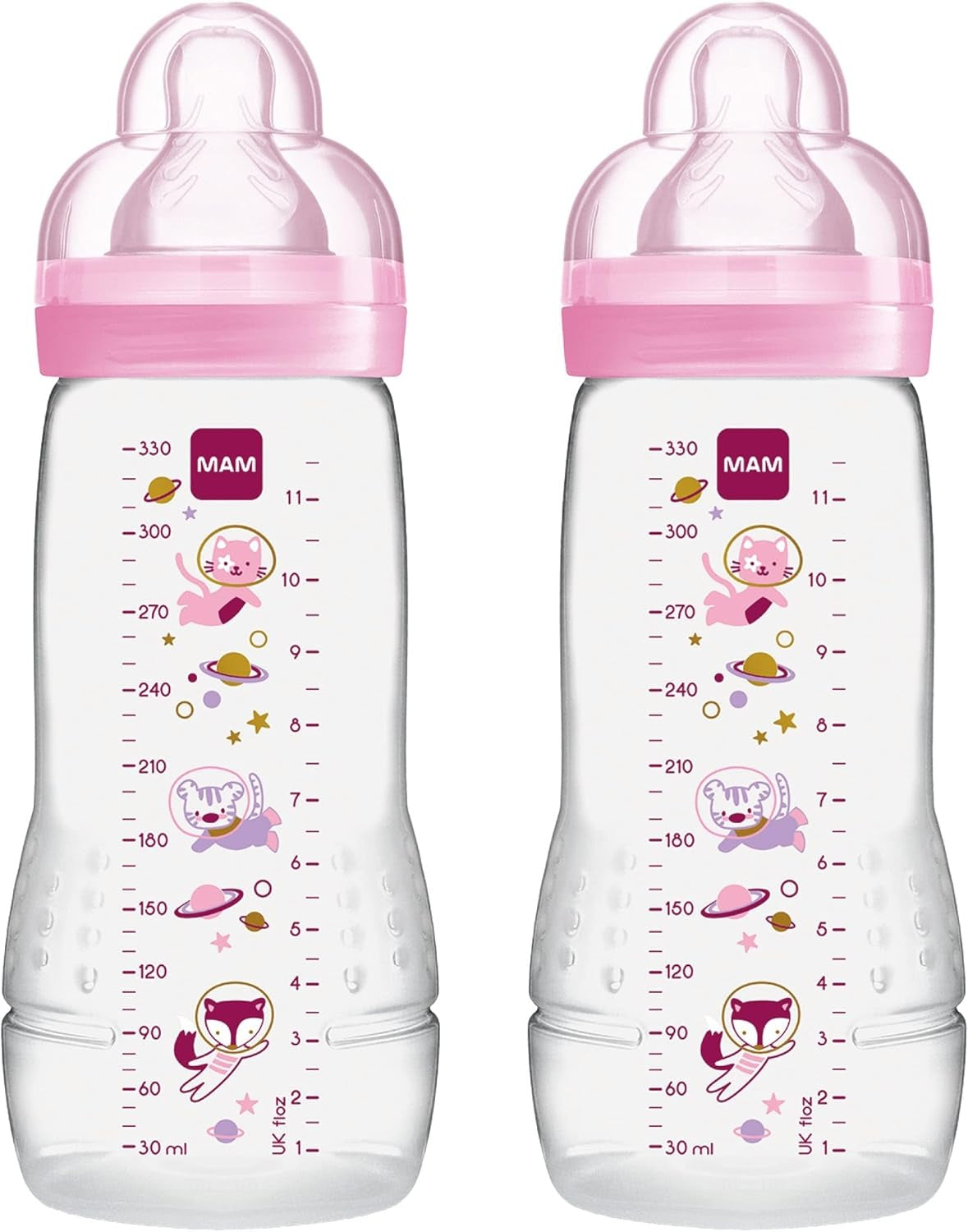 MAM Easy Active zestaw butelek 330 ml 4 m+ smoczek 2 KOSMOS – nowy – zdjęcie 1