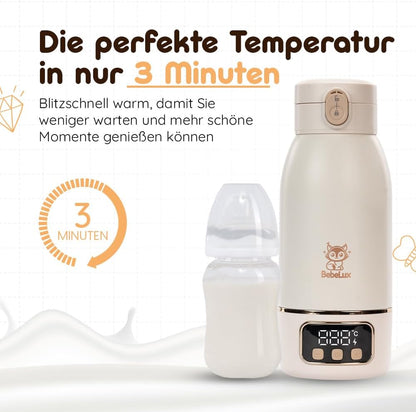 BEBELUX BebeWarm podgrzewacz PODRÓŻNY USB 3' do butelki, szybkie podgrzewanie w 3 minuty, leak-proof