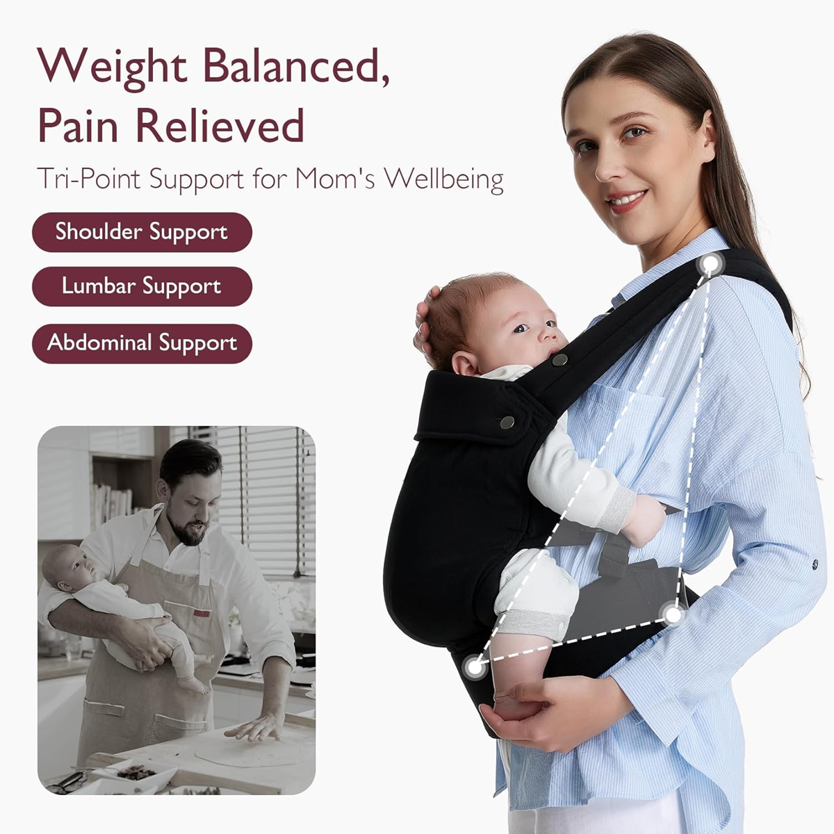 MOMCOZY porte-bébé pour nouveau-nés et bébés 3-20kg réglable